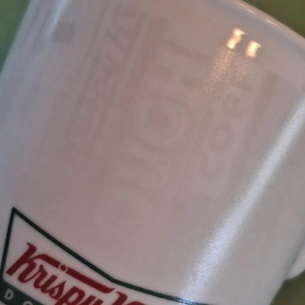 Krispy Kreme Tall Coffee Mug holds 18 Oz Heavy Duty Porcelain Ceramic